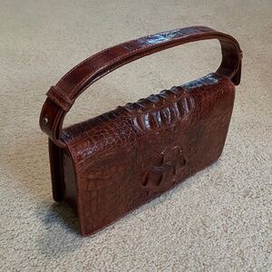 REPTEL Brown Crocodile handbag with adjustable strap